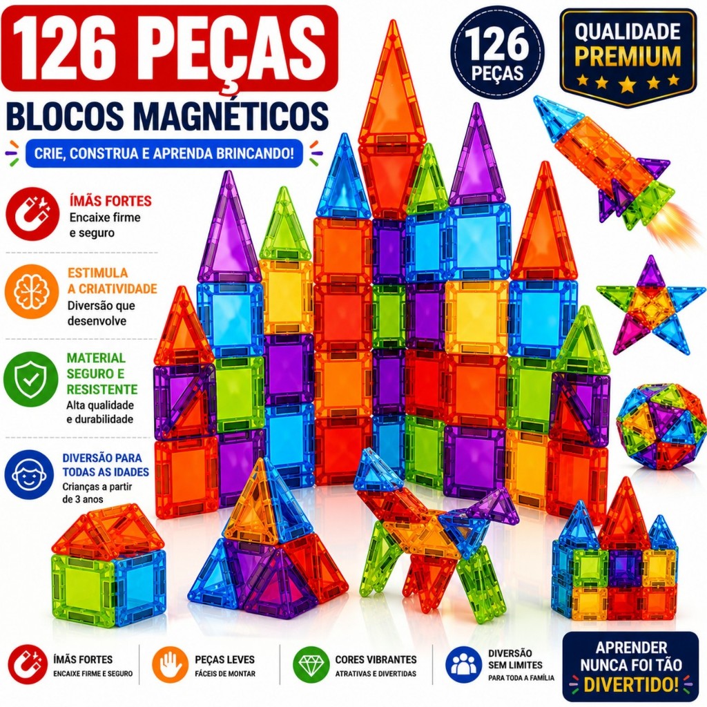 Mini Blocos 3D Magnéticos De Montar Brinquedo Infantil Construção Educativo 3D Mini monta monta
