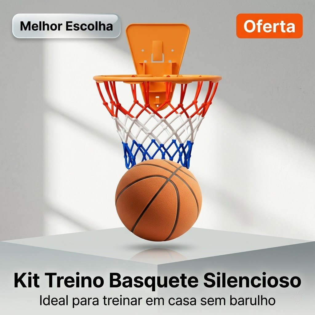 Kit Mini Basquete com Cesta de Parede, Aro com Rede e Bola Silenciosa Tam. 5 ou 7 Infantil e Adulto | Avulso