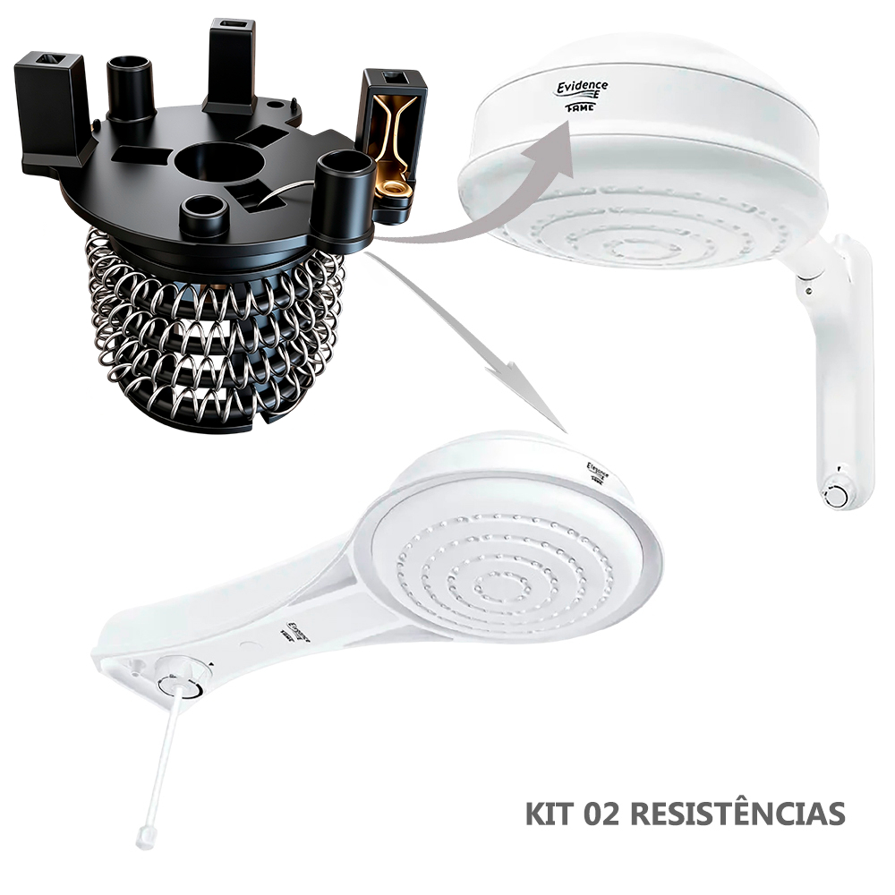 Resistência Pratimix 6800W 220V  Compatível Chuveiro Fame Eletrônico Evidence ou Elegance Kit 02 Pç