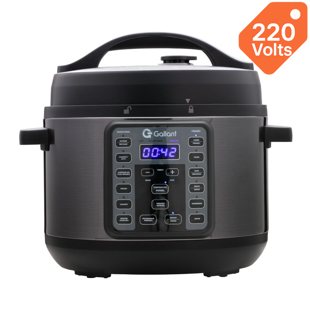Panela de Pressão Elétrica Digital Gallant 4L GPP04 15 Funções Clique E Pronto Titanium 1000W 220V