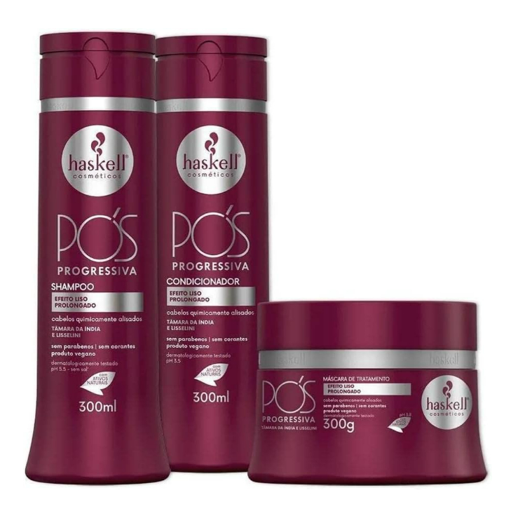 Kit Haskell Pós Progressiva Shampoo 300ML 1 Condicionador 300ML 1 Mascara 300ML