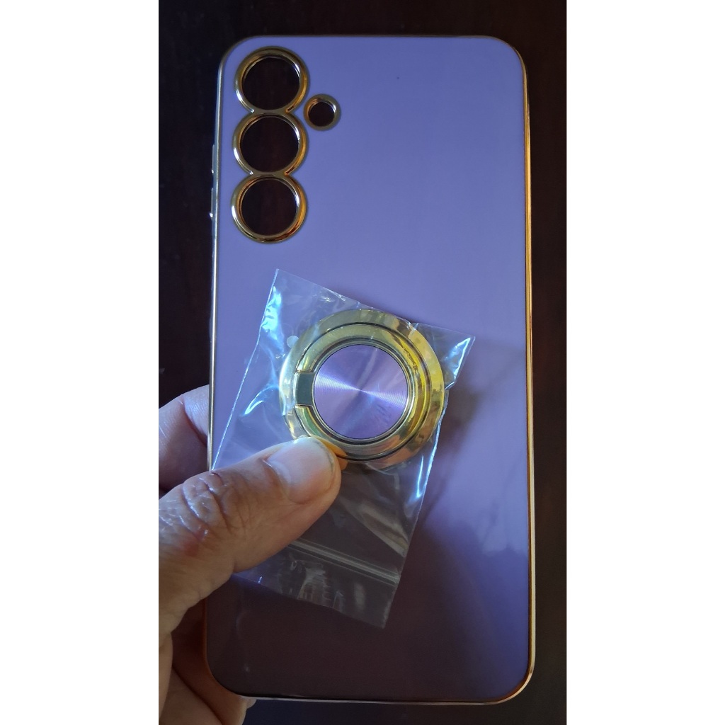 capinha case lilás  para celular smartphone Samsung a16 com Anel Giratório