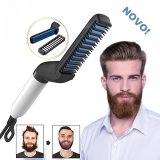 Escova Alisadora Barba Cabelo Masculino Chapinha Elétrica Aquecida Modelador