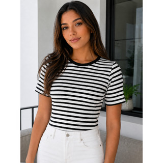 K0970 - Camiseta Blusa T-shirt Listrada Canelada