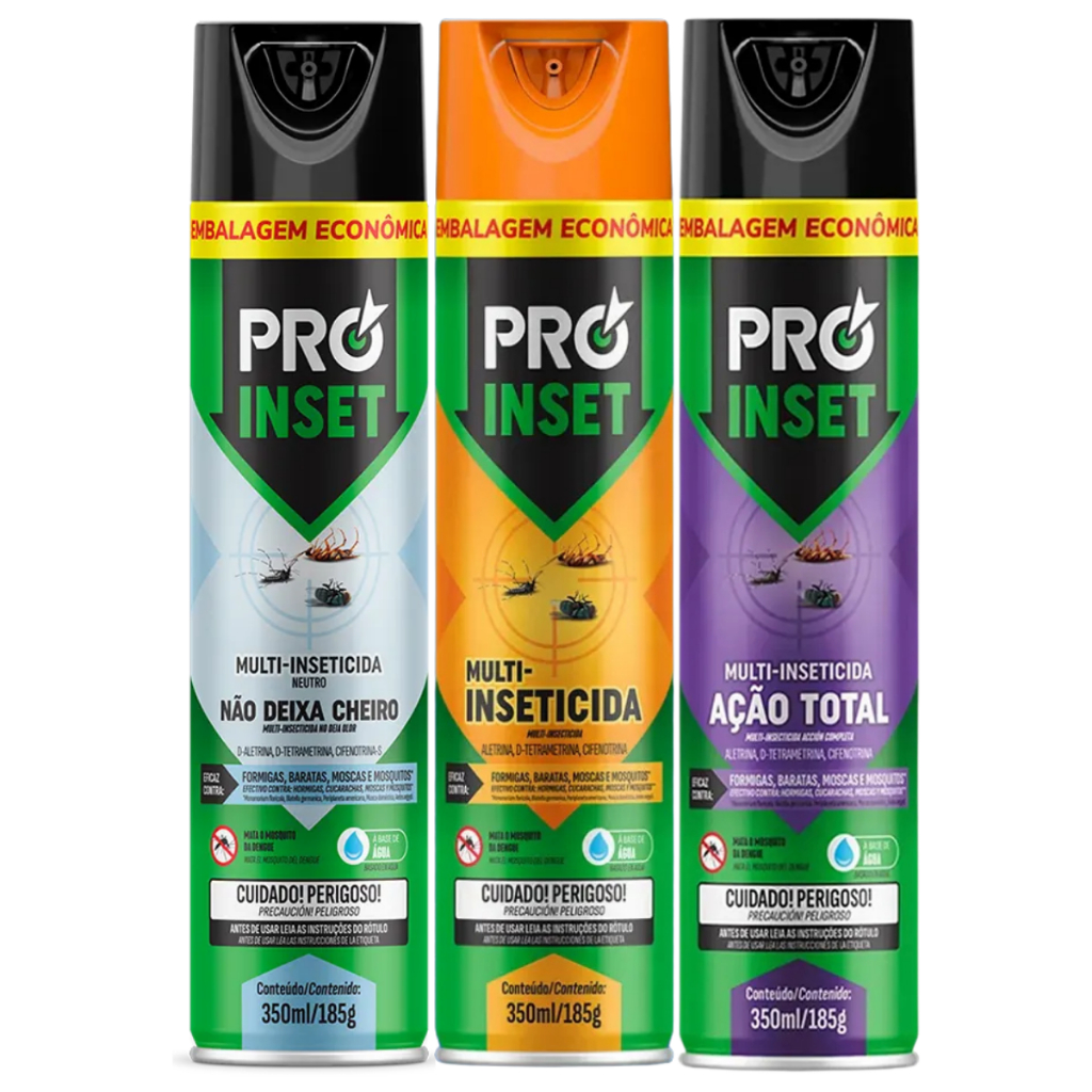 Inseticida Aerossol Pro Inset Multi 350ml Alta Eficiência Mata Barata Mosquito Barata