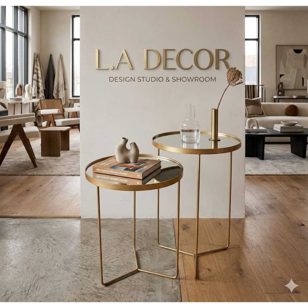 Conjunto de Mesa Lateral com Espelhos Para Decoração Kit com 2 Unidades