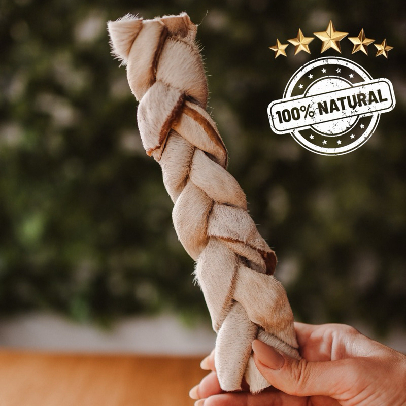 Trança de Couro Bovino Natural para Cachorro Mordedor para cachorro 100% Natural