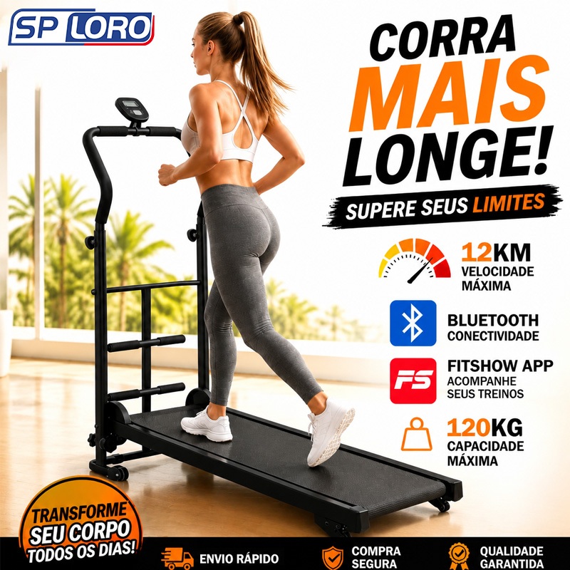 Esteira Elétrica Ergométrica Dobrável 2.0HP Silenciosa 12km/h Suporta 120kg 110V/220V Para Casa e Apartamento PBJ01