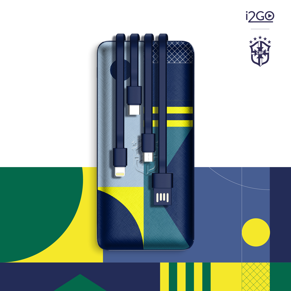 Carregador Portátil Power Bank i2GO 10000mAh Com Cabos
