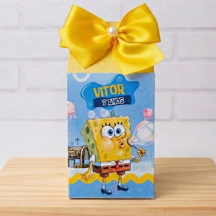 Caixa Milk Tema Bob Esponja | Lembrancinha Personalizada | Aniversário Infantil