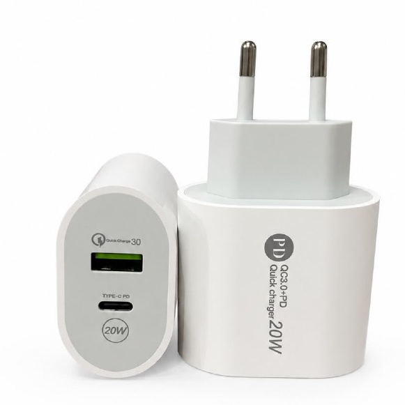 Carregador Universal Ultra Rápido Turbo USB-C PD + USB-A QC 3.0  PRO Branco Bivo