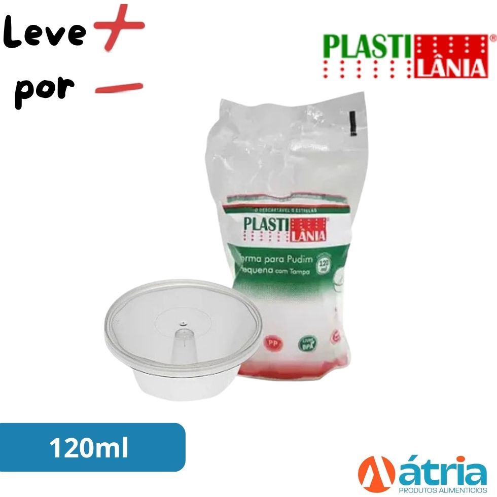 10~50 Forma para Pudim Pequena 120ml Forneável com Tampa Plastilania