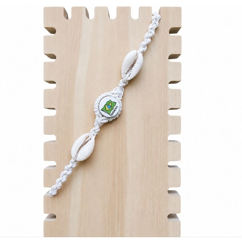 Título do produto:Tornozeleira ou Choker Artesanal em Macramê com Búzios e ceramica do Brasil