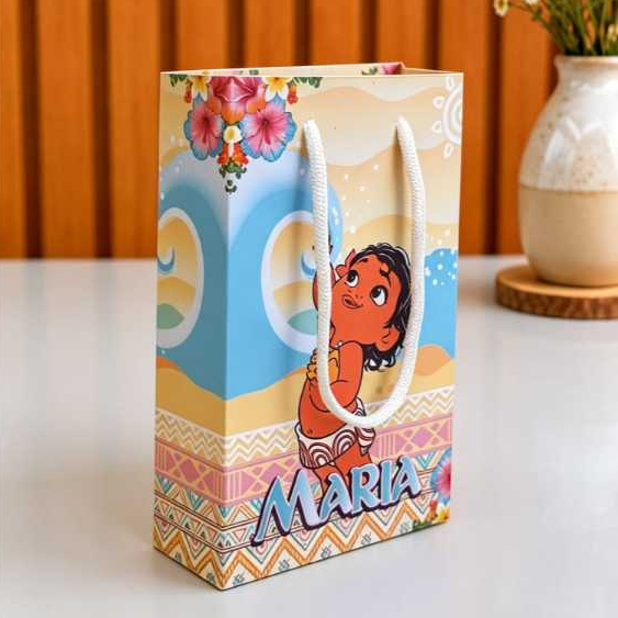 Sacolinha Personalizada Tamanho P tema Moana Baby/ Lembrancinha Festa Infantil Aniversário Moana