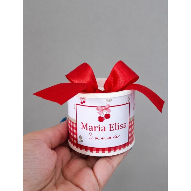 Tubolatas personalizada tema CEREJINHA 5x6cm  Lembrancinha aniversário e maternidade