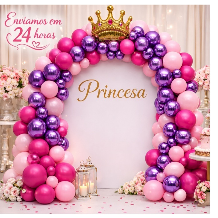 Kit 125 Balões Delicados para Festas Aniversário Princesa Eventos Decoração Vitrines Fotos Enfeites