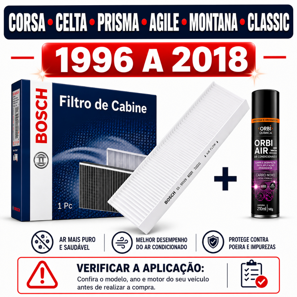 Imagem Filtro Ar Condicionado Corsa Celta Prisma Agile Montana Classic + Higinizador