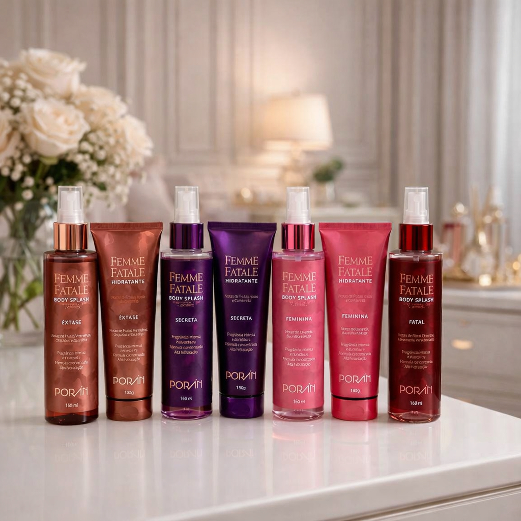 Kit 2 Perfumado Creme Hidratante 130ml Femme Ftalle Porán + Body Splash Corporal 160ml | Original
