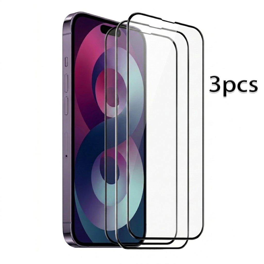 Película de Vidro Temperado 9H HD Full Cover para iPhone 11 12 13 14 15 16 17 Pro Max