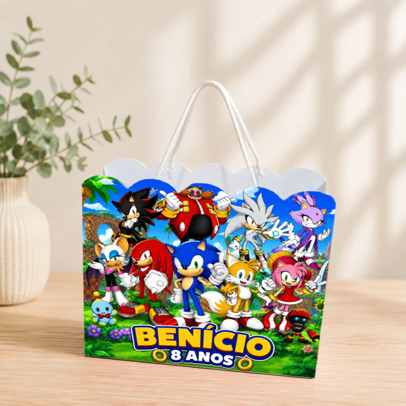 Sacolinha Personalizada Sonic Pegue e Monte Lembrancinha Aniversário Infantil Mimos Festa