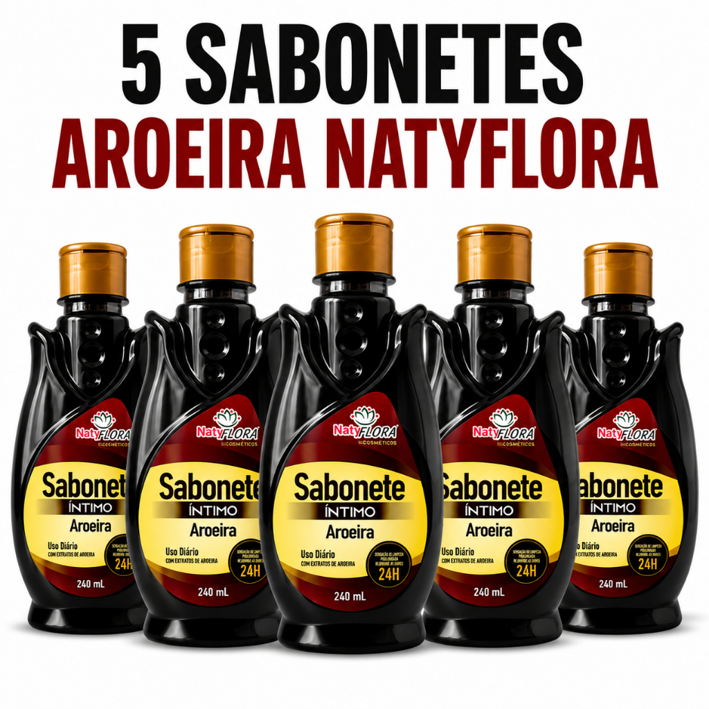 Combo 5 Sabonetes Íntimos Natyflora Aroeira 240ml Original