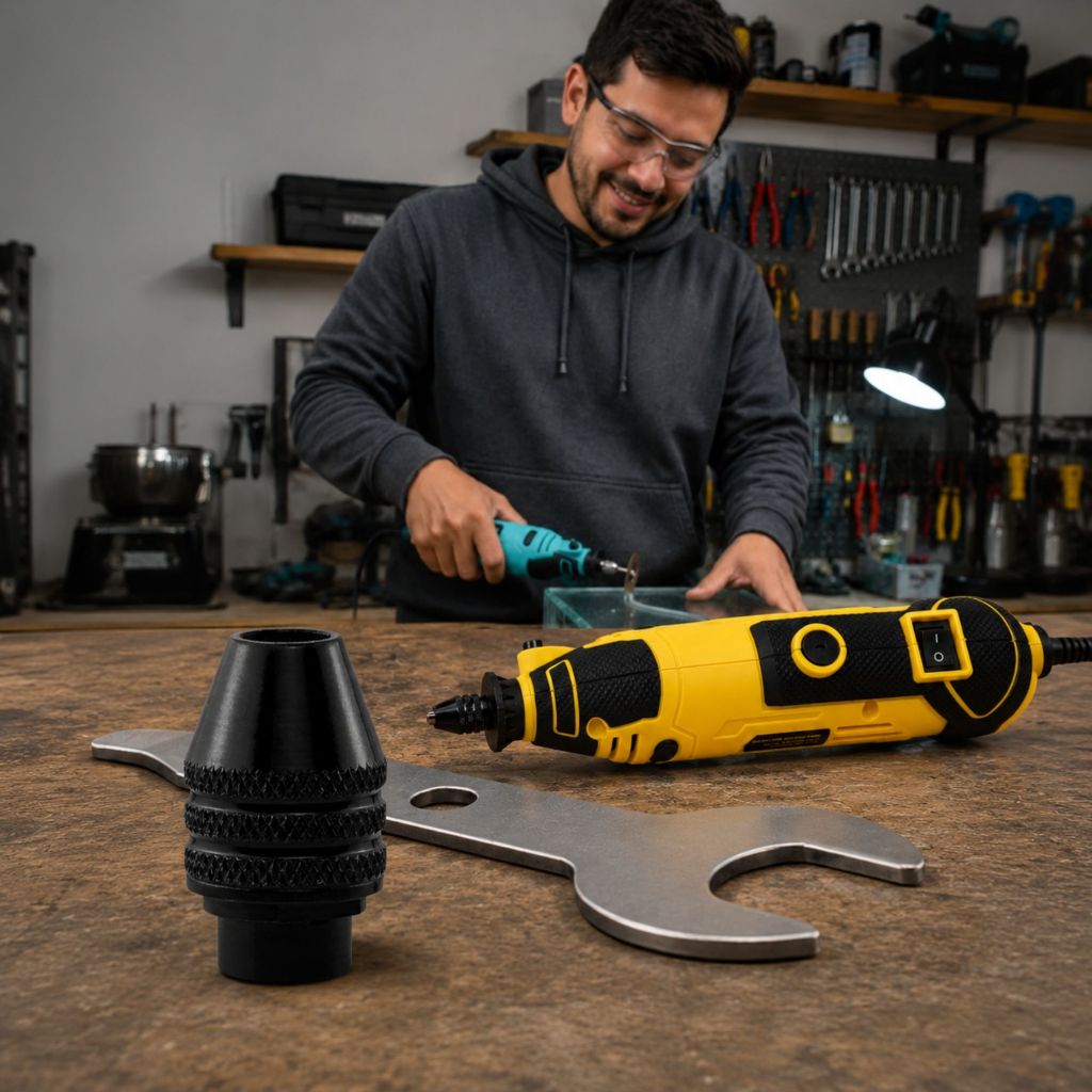 Chave + Mini Mandril Aperto Rápido 7,85mm Longo Retífica M8