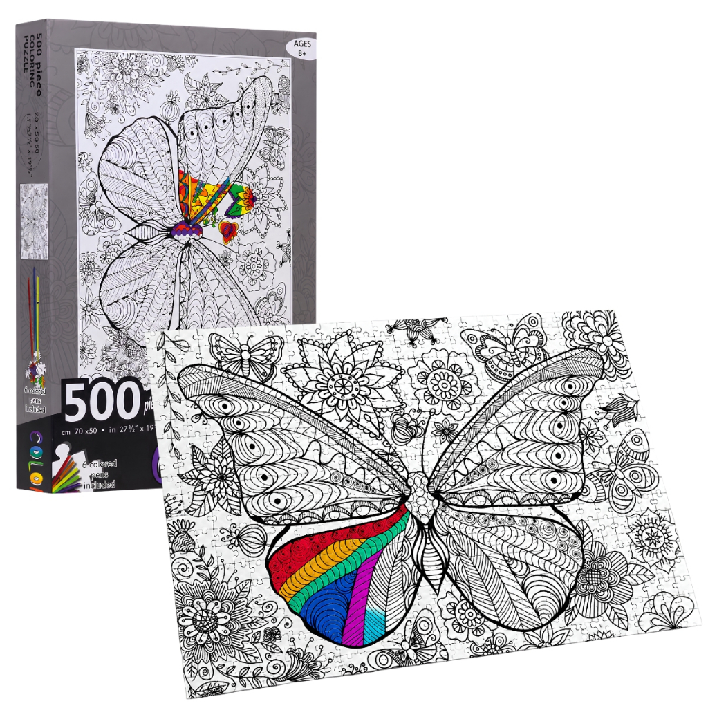Quebra-Cabeça 500 Peças Borboleta para Colorir - Castela