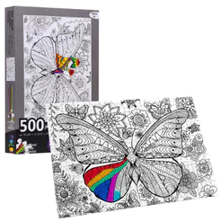Quebra-Cabeça 500 Peças Borboleta para Colorir - Castela