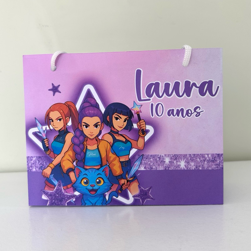 Sacolinha Personalizada Guerreiras do K-Pop Demon Hunters - PEGUE E MONTE | Sacola | Lembrancinha | Aniversário Infantil