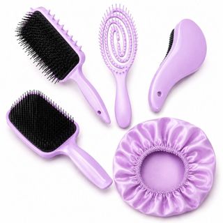 Kit Completo Escova RAQUETE CURVADA, FLEX OVAL, Escova FITAGEM, MAGICA + TOUCA DE CETIM