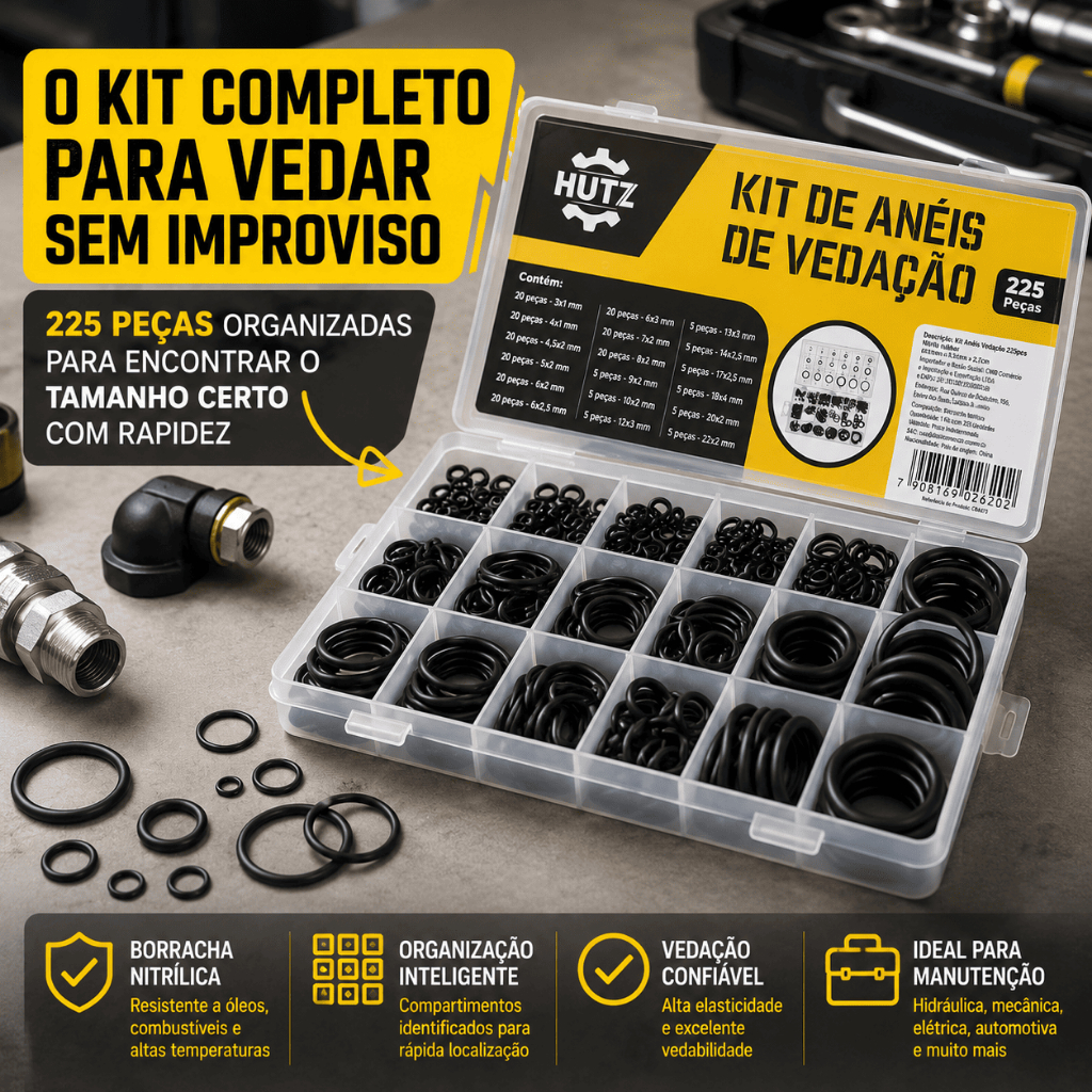225 Peças Anel De Vedação Borracha Nitrílica Oring Diversos Tamanhos Para Torneira