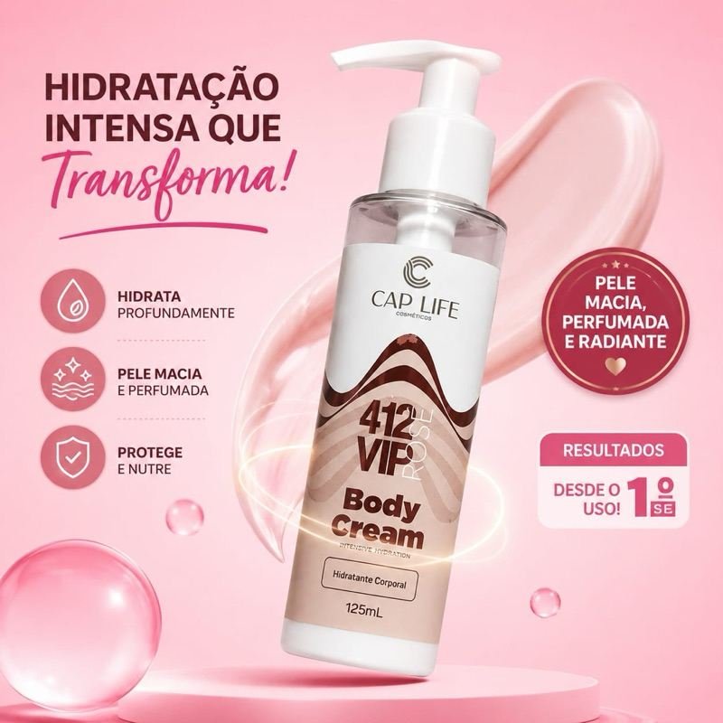 Hidratante corporal 412 Vip Rose Body Cream Cap Life