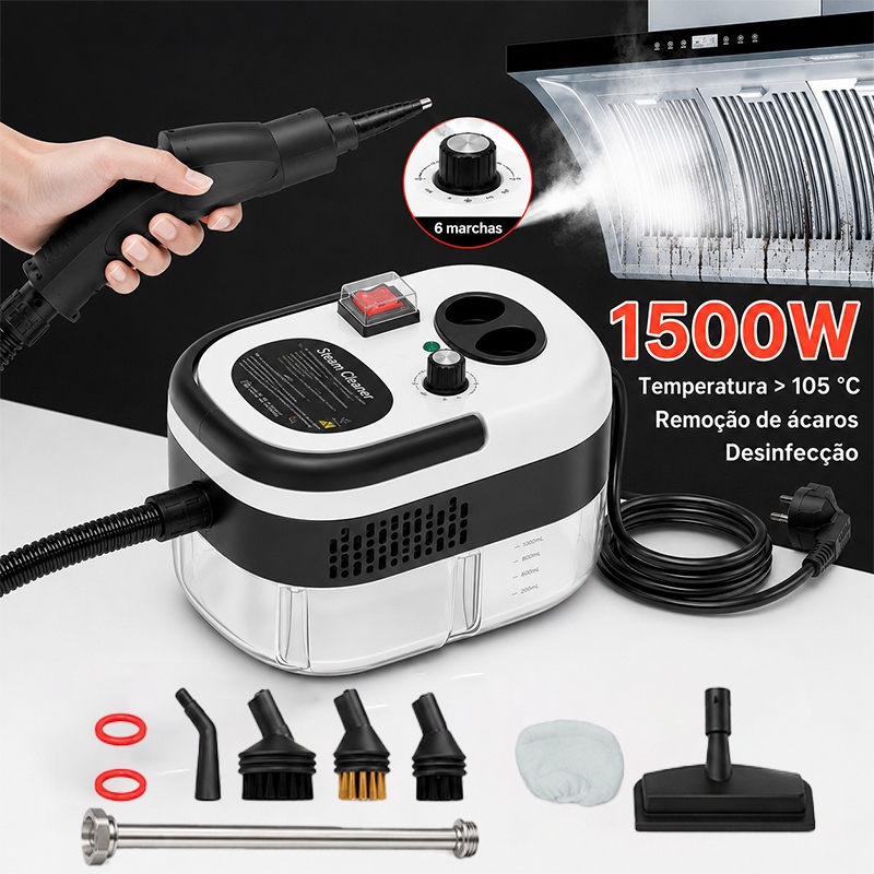 Limpador a vapor portátil de 1500 W, máquina de limpeza de alta temperatura e alta pressão de 110V-D14