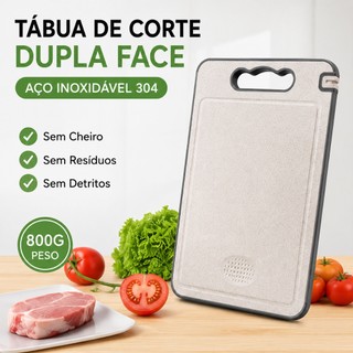 Tábua de Corte Dupla Face Premium Aço Inox 304 Efeito Titânio - com Amolador e Moedor de …