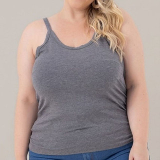 Regata Feminina Plus Size Alcinha Viscolycra Básica Confortável Moda Verão Envio Imediato