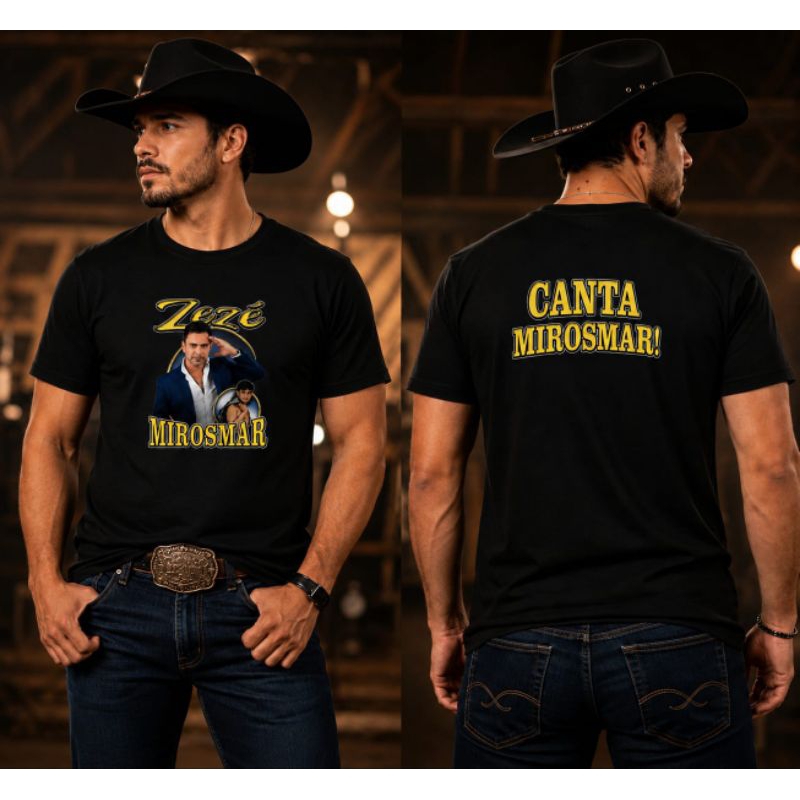 Camiseta Masculina e Feminina Estilo Fã Estampa Frontal + Costas CANTA MIROSMAR 100% Algodão