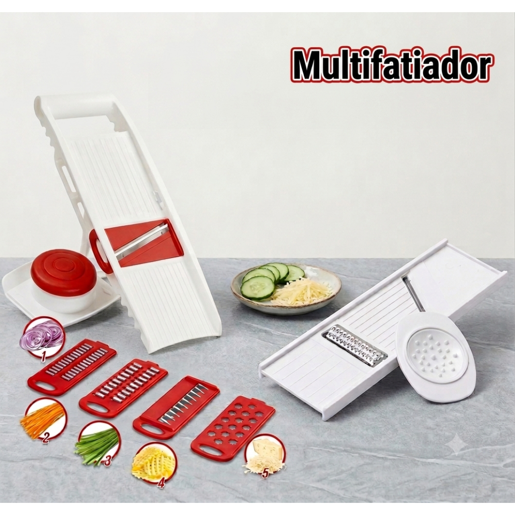 Cortador Multifuncional Ralador Fatiador Mandoline Descacador De Legumes Frutas E Verduras
