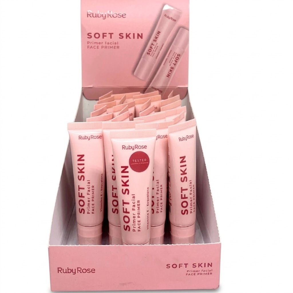 Box 24 Primer Facial Ruby Rose Soft Skin HB-M1700 Textura Aveludada Fixador de Maquiagem