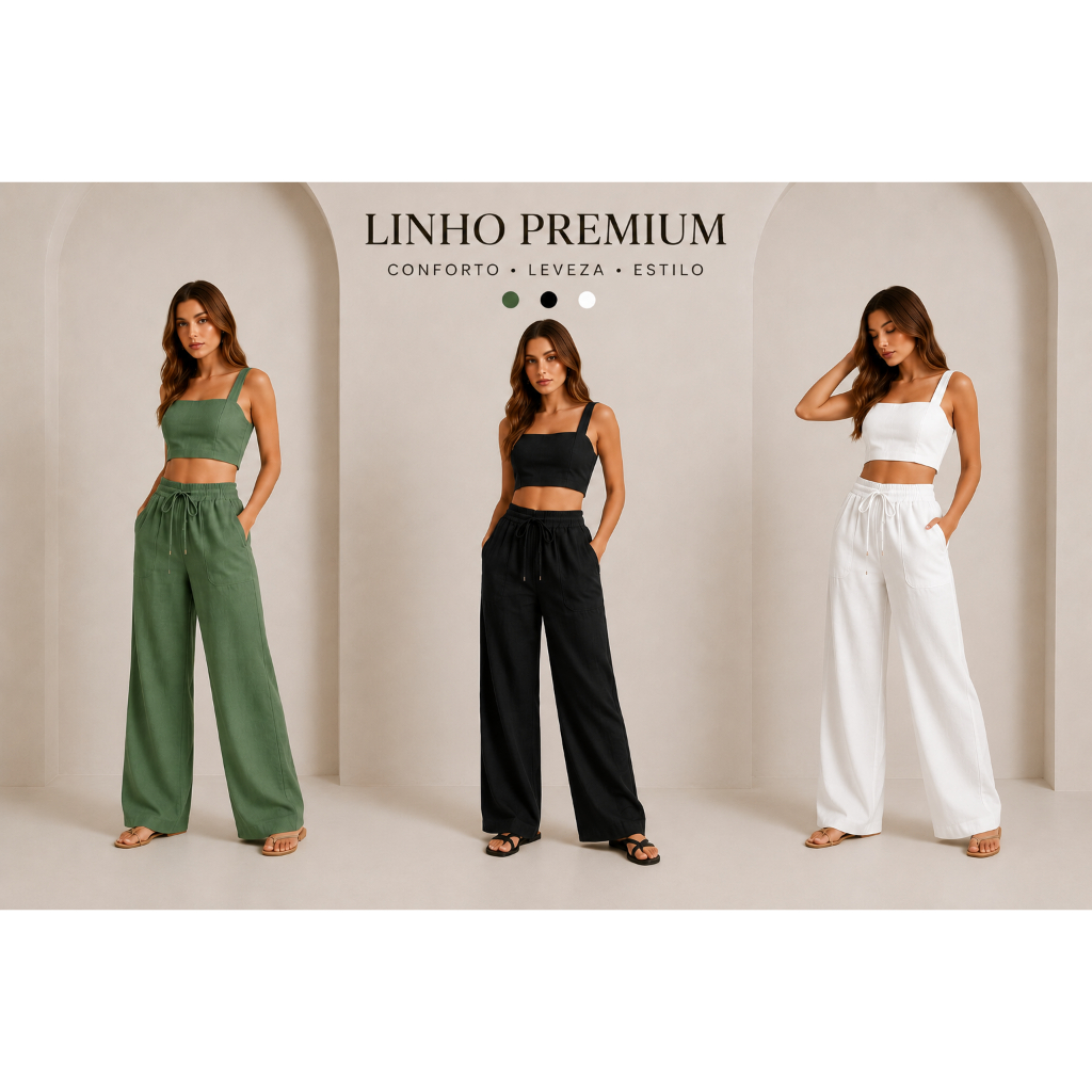 Liquidação Calça Duna ou Linhão  Pantalona Elástico Conforto Total (P ao GG)