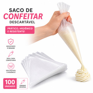 Kit 100/200 Sacos De Confeitar Medio Confeitaria Bolo Doce Cupcake