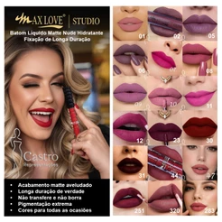 BATOM LIQUIDO 24 HORAS MATTE NUDE - Rosa Vermelho Vinho Fúcsia Malva - escolha as cores preferidas