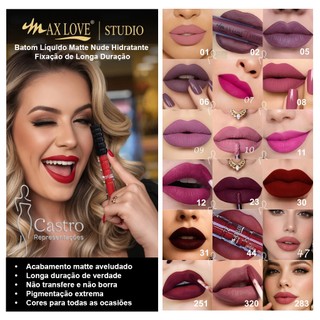 BATOM LIQUIDO 24 HORAS MATTE NUDE - Rosa Vermelho Vinho Fúcsia Malva - escolha as cores p…