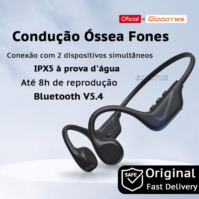 S1 Fones de ouvido condução óssea Bluetooth 5.4 Redução De Ruído HiFi à prova d'água IPX5