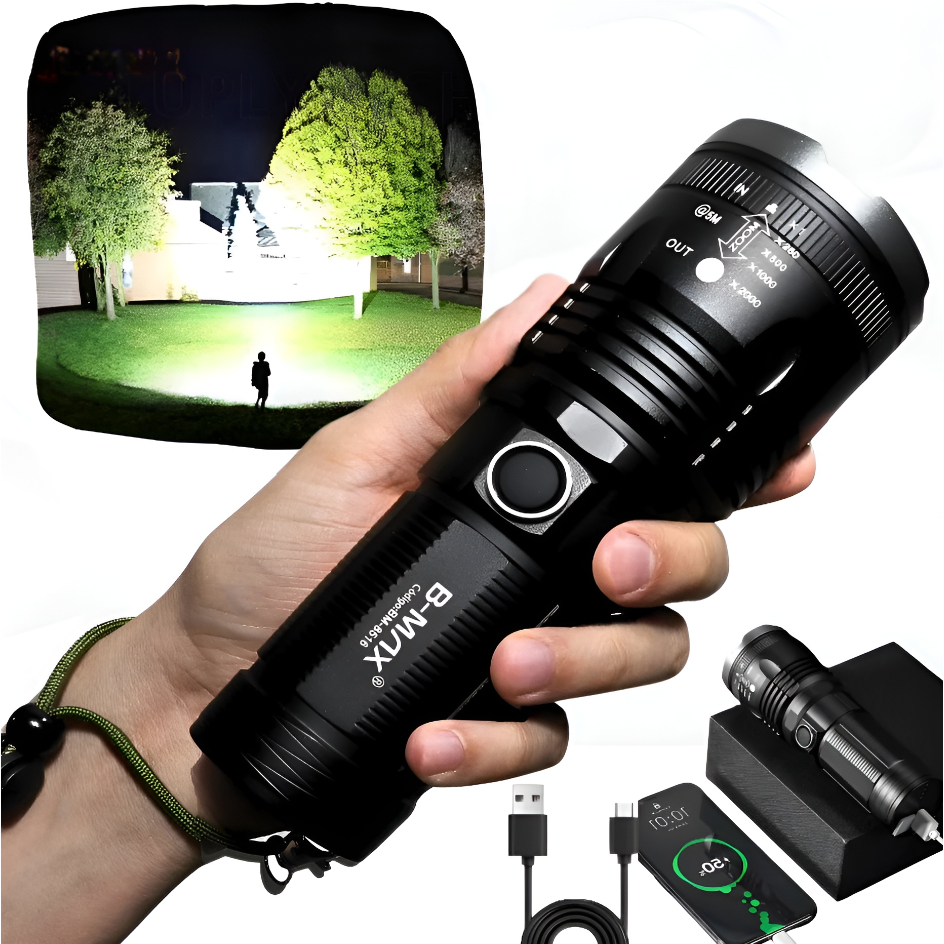 Lanterna Tática Laser Branco Alta Potência Zoom Telescópico 3km Ultra-Longo Alcance Policial BM8516