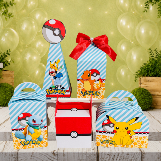 Kit caixinhas personalizadas Pokemon / lembrancinha de festa infantil (PEGUE E MONTE)
