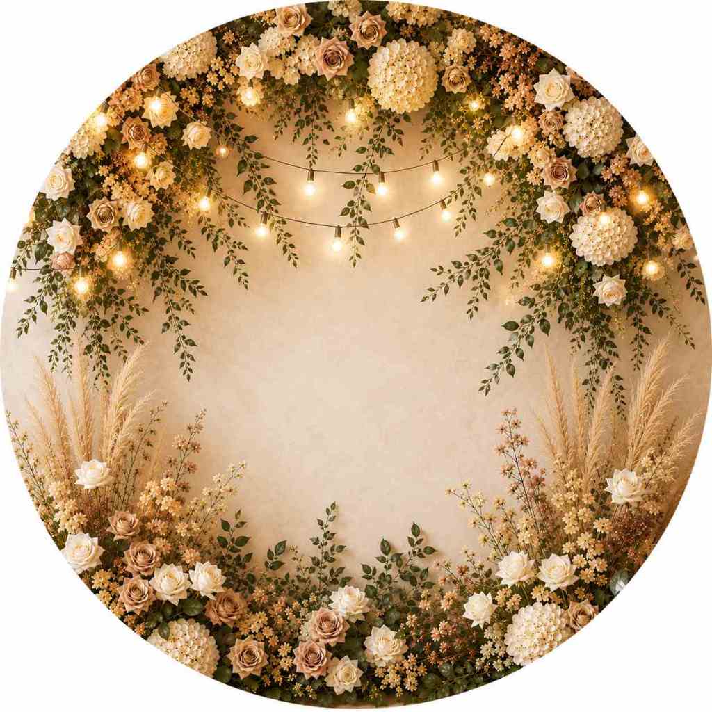Painel Redondo Tecido Sublimado Flores 1,50