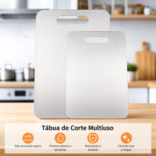 Tábua De Corte Aço Inoxidável Antibacteriana Antimofo À Prova De Mofo Cozinha Carnes Frut…
