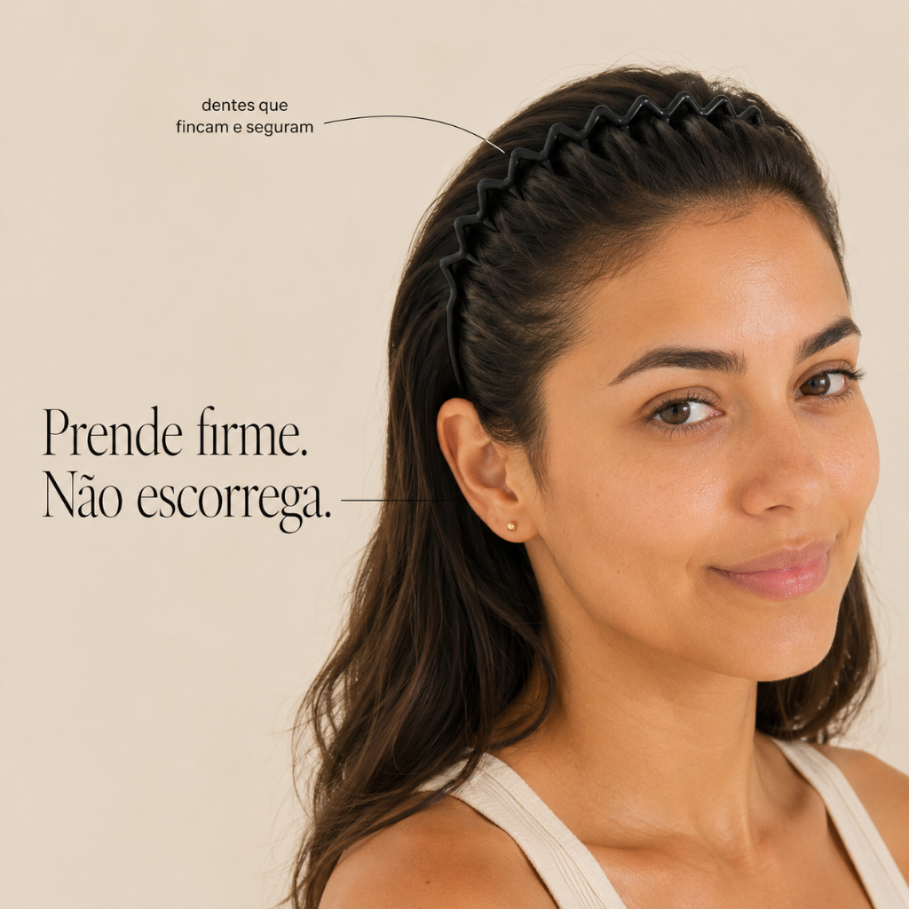 Tiara de Dentes Ondulada Antiderrapante Arco de Cabelo Prende Franja Skincare Maquiagem Zalike — imagem 2 de 2