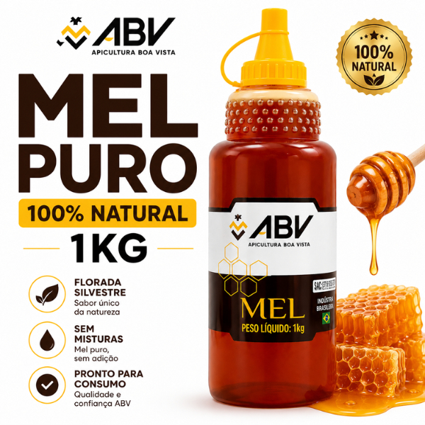 Mel Puro Bisnaga 1kg ABV Natural 100% Puro Sem Açúcar