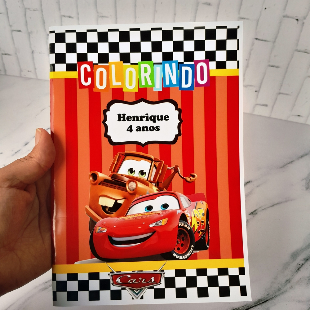 Kit Livrinhos de Colorir Revistinha Lembrancinha para Aniversário Personalizado Carros Relâmpago McQueen